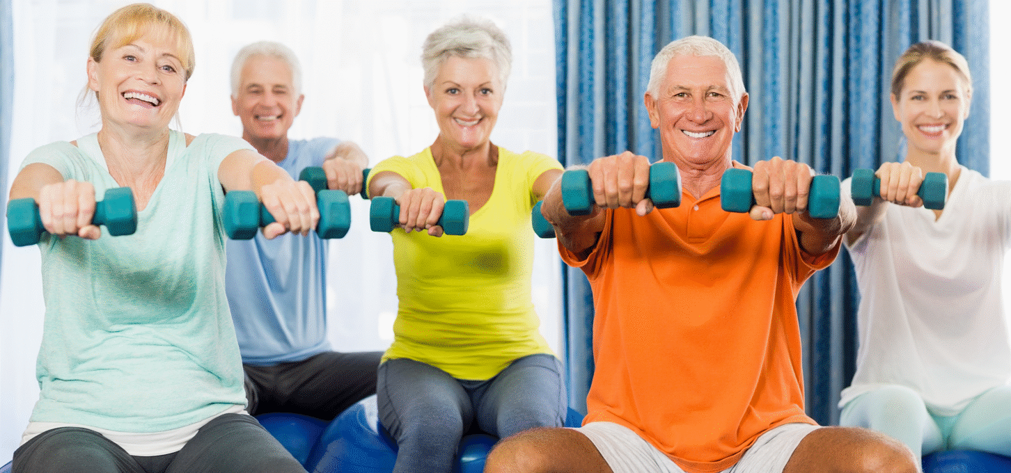 Seniors Weight Exercising - Banner