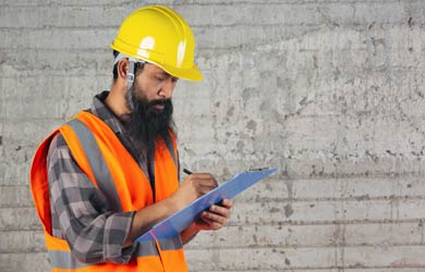 construction worker with safety checklist (source: freepik.com)