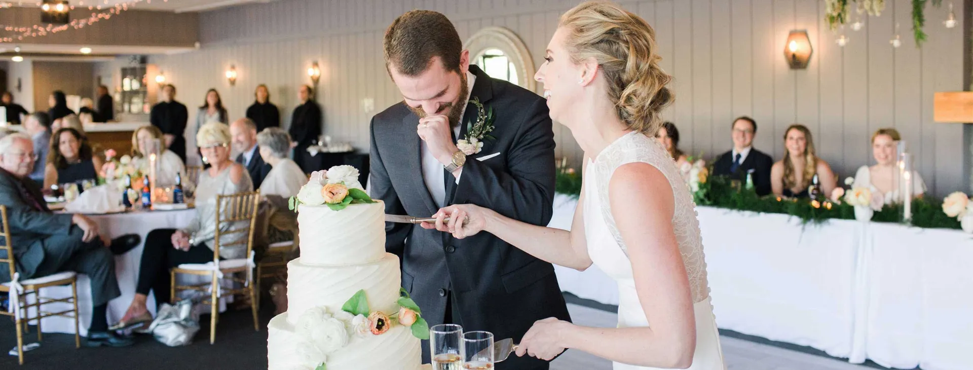 Happy Couple during Wedding Event at The Lodge at The Willows venue in Indianapolis Indiana