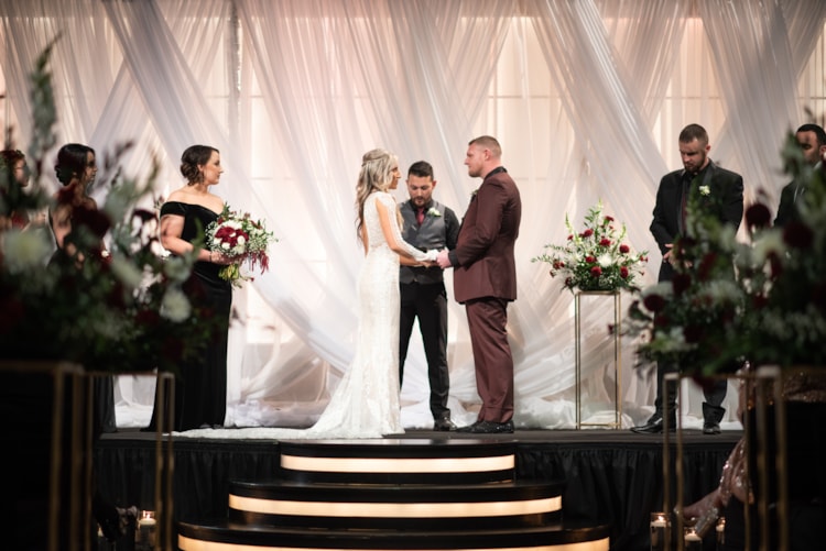 New Years Eve Wedding Ceremony - Bride and Groom at Crane Bay in Indianapolis