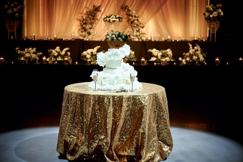 Wedding Reception Cake at The Crane Bay Event Center (Downtown Indianapolis)