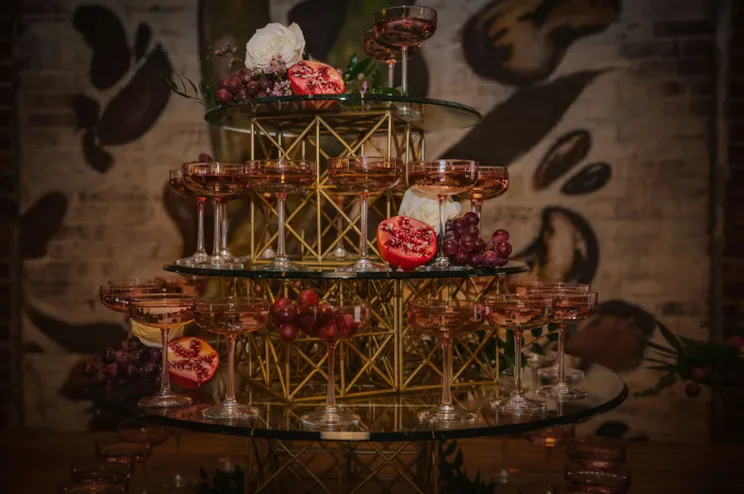 Champagne Tower Horizontal WeddingDay Cover Shoot_Jett Noir Photography