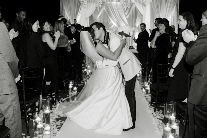 Downtown Indy Wedding Kiss At The Crane Bay Event Center