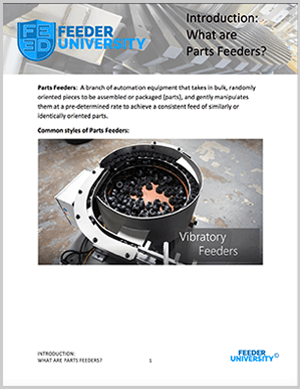 Cover of "What are Parts Feeders?" white paper