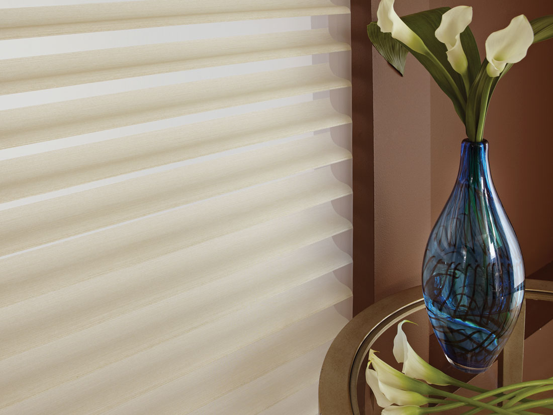 Close up of some tan Tenera® sheer shading material