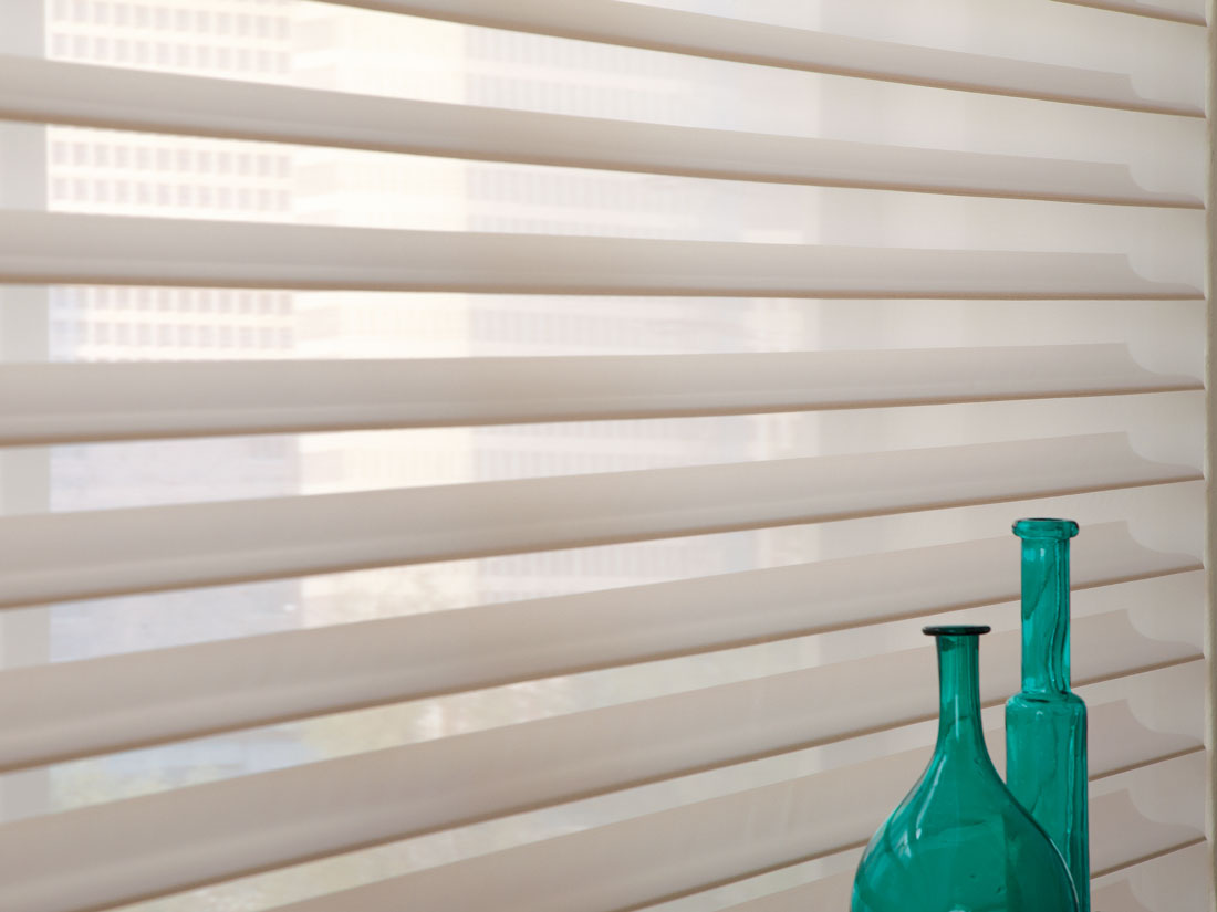 Close up view of some off white Tenera® sheer shading material