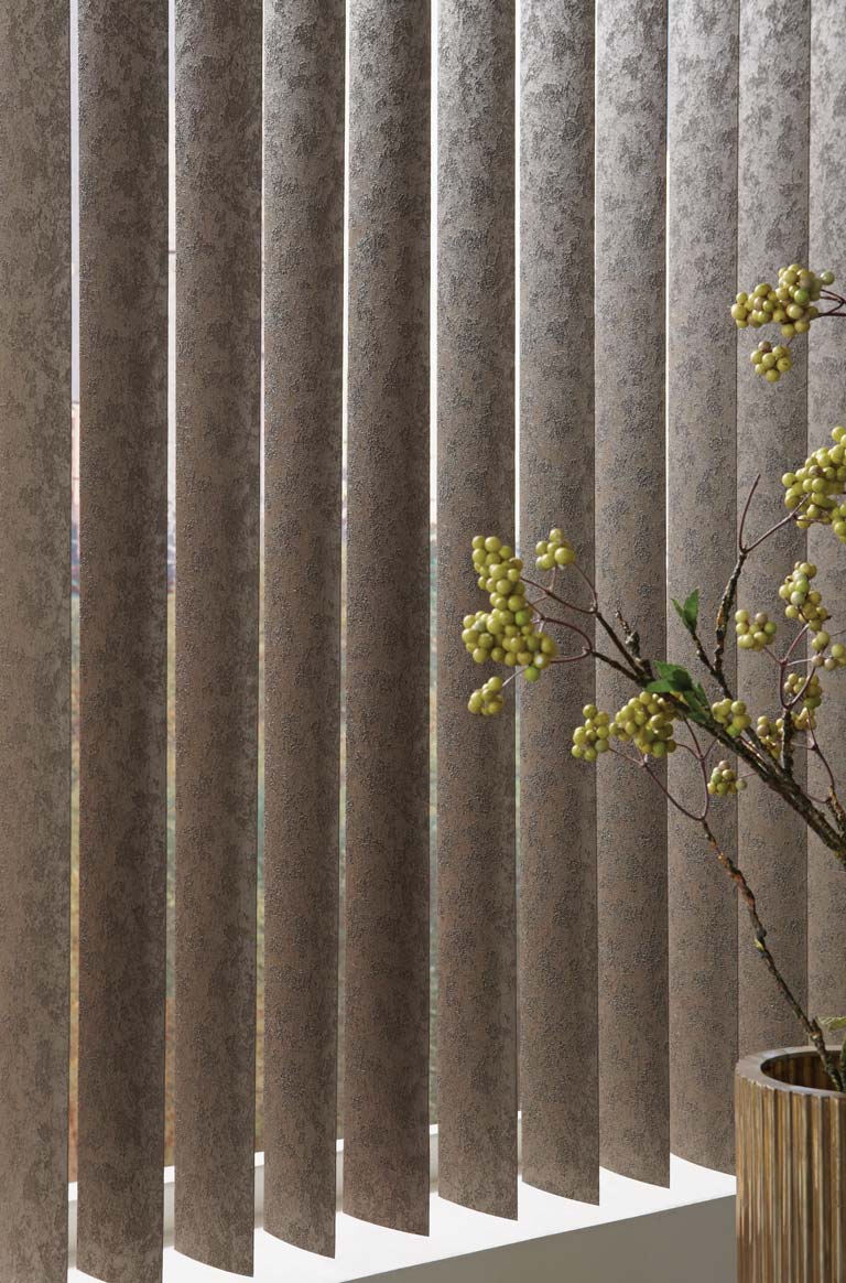 close up of some brown colored Discoveries® Vertical Blinds