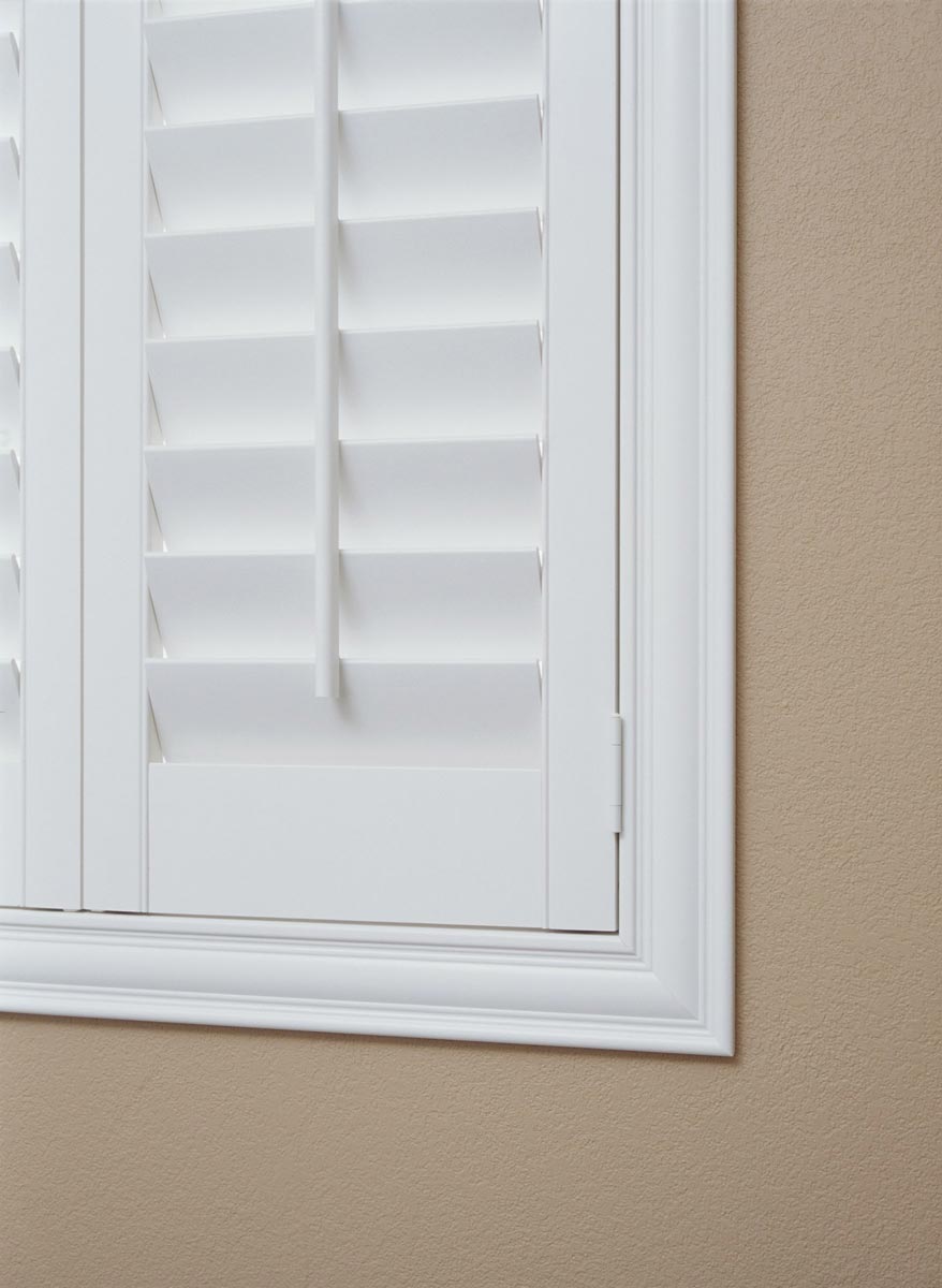 closeup view of white Parke® Shutters