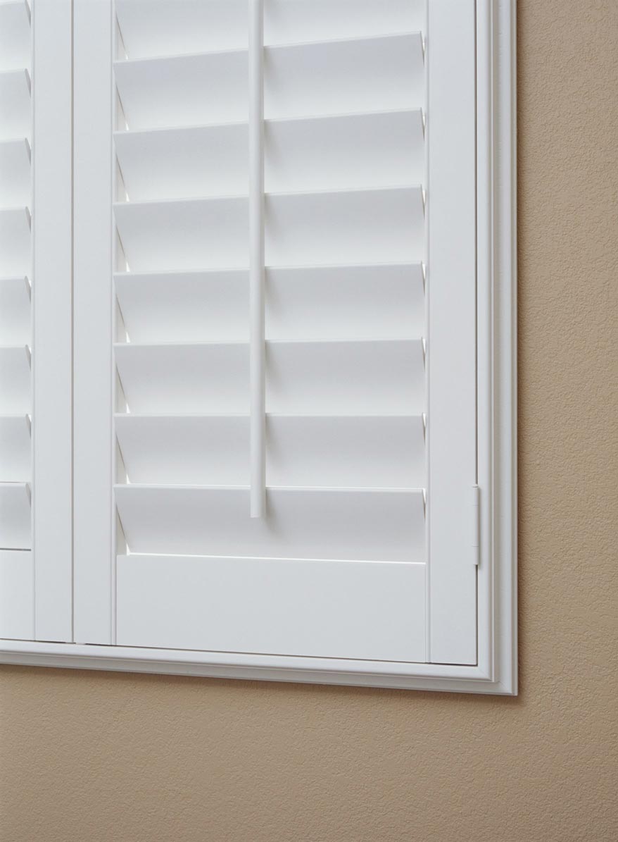closeup view of white Parke® Shutters