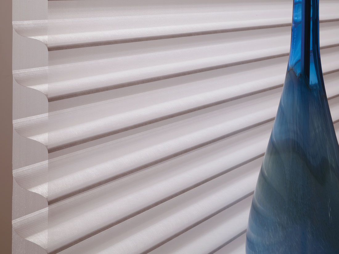 Closeup of white Tenera® sheer shade material