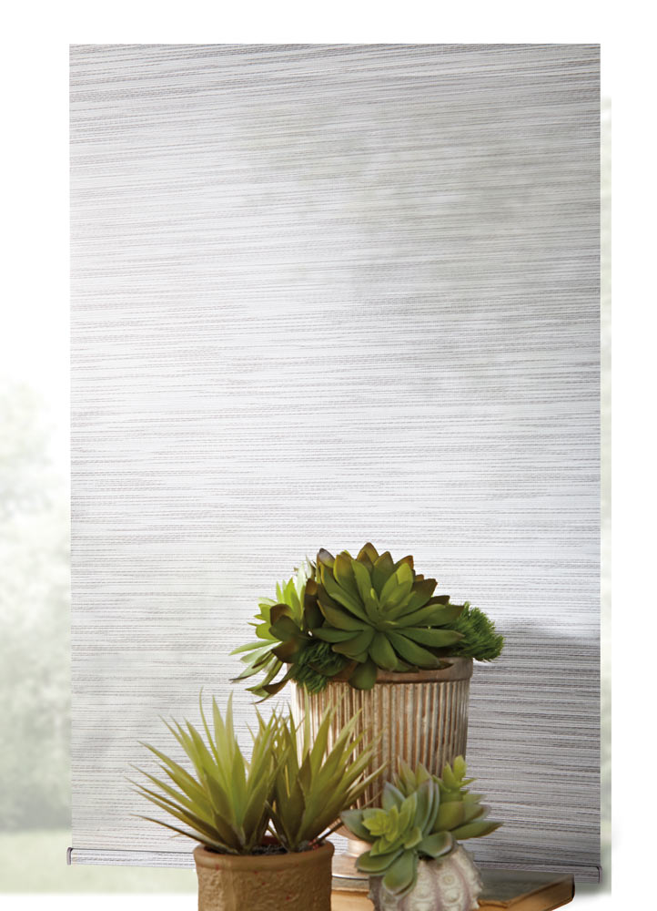 close up view of light gray Genesis® Custom Roller Shade material