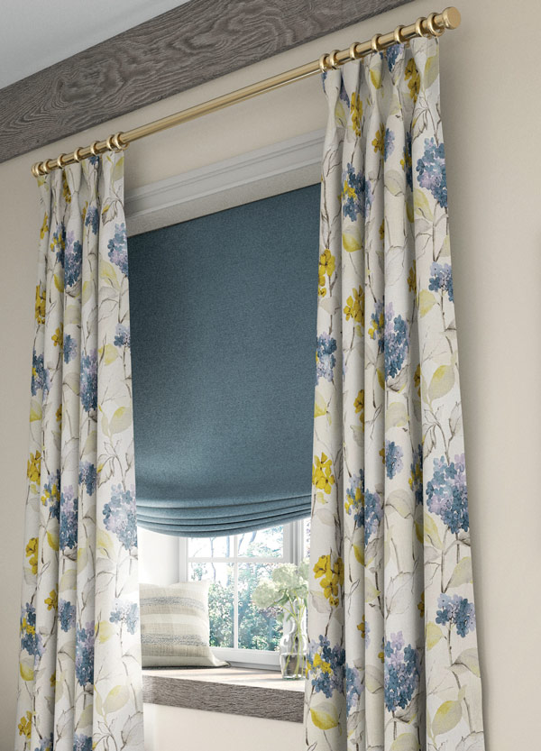 Fabric Shades with Draperies & Custom Hardware