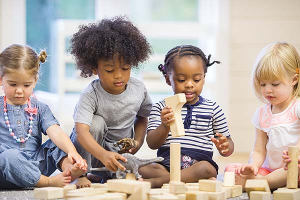 Children playing with blocks