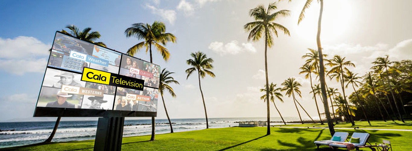 CalaTelevision Montage on a billboard with ocean and beach in the background