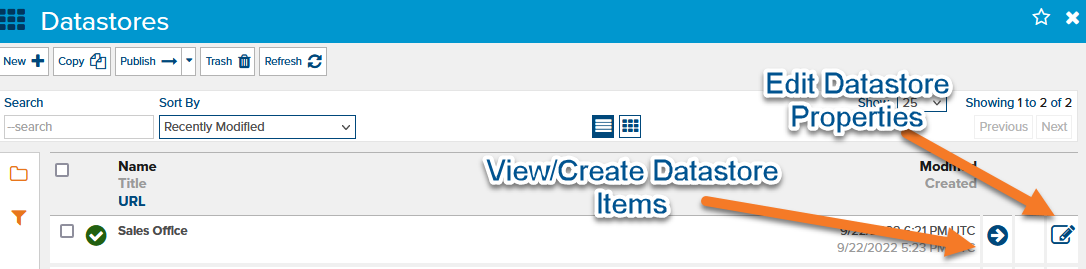 ViewDatastoreItems