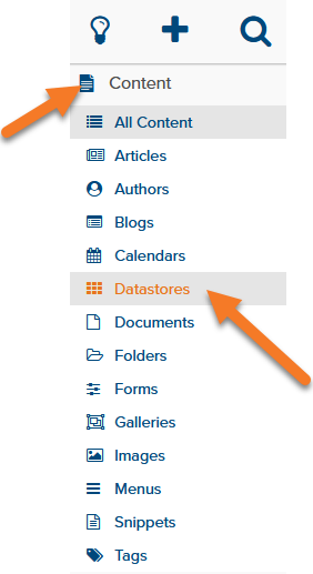 Find the Datastore section