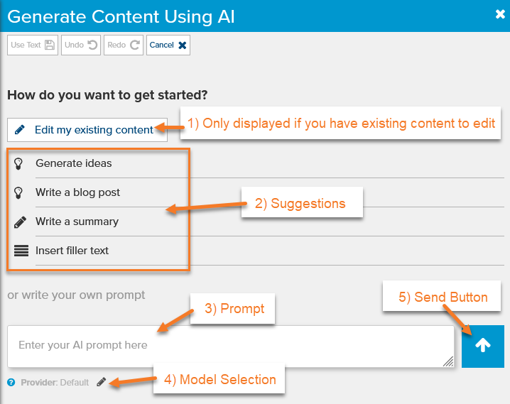 Generate Content Using AI Dialog