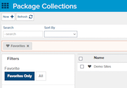 Package Collections filtered by Favorites Only