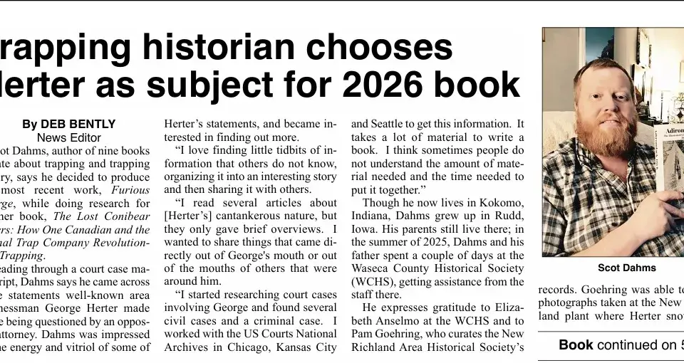 Book 1 Trapping Historian Chooses Herter As Subject For 2026 Book