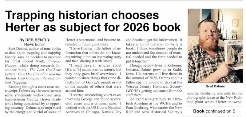 Trapping Historian, Scot Dahms, Chooses Herter As Subject For 2026 Book Trapping Historian, Scot Dahms, Chooses Herter As Subject For 2026 Book