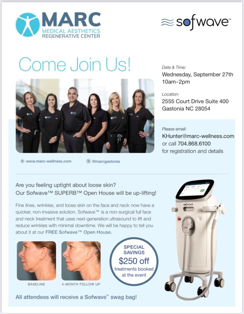 Sofwave Open House at MARC (Gastonia, NC) On September 27th