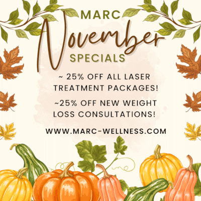 November Specials at MARC in Gastonia, NC - 25% Off Laser Treatments & 25% Off Weight Loss Consultations