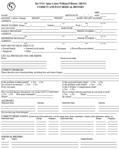 NSSC's Medical History Form