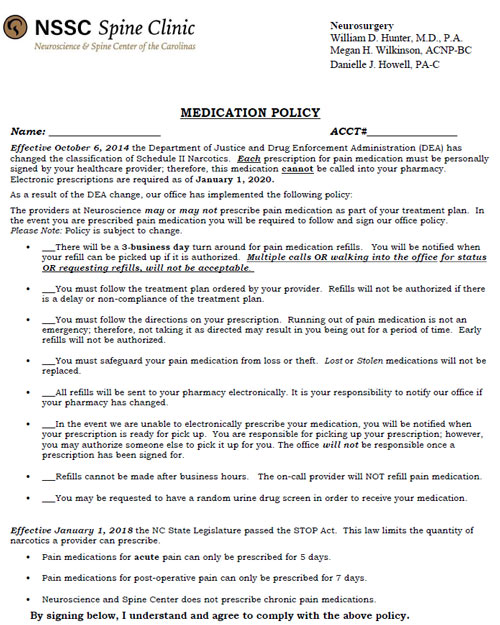 NSSC's Medication Policy