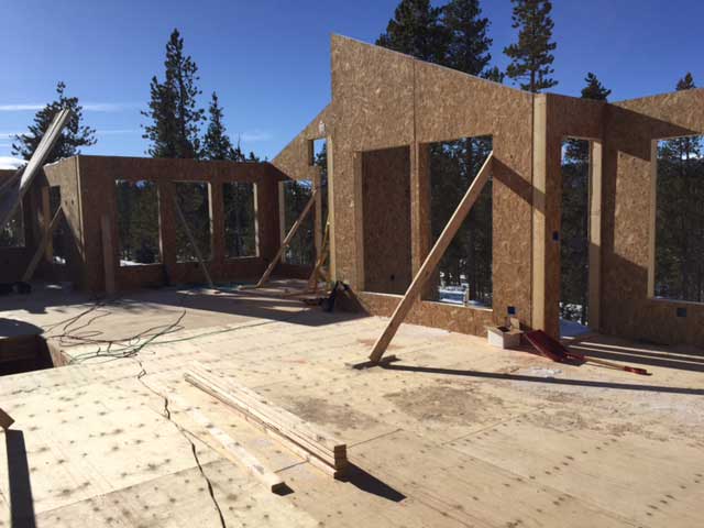 Wall panels in place in a Colorado residential project | Thermocore SIPs