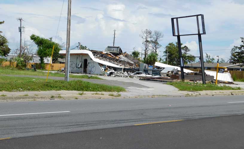 Commercial Building Destroyed after Category 5 Hurricane in Florida