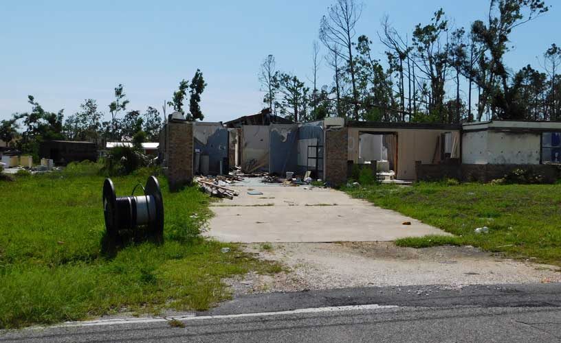 Residential Building Destroyed by Category 5 Hurricane in Florida Panhandle