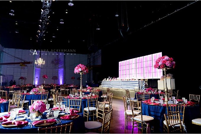 Navy and Pink Wedding Ceremony and Reception Downtown Indianapolis