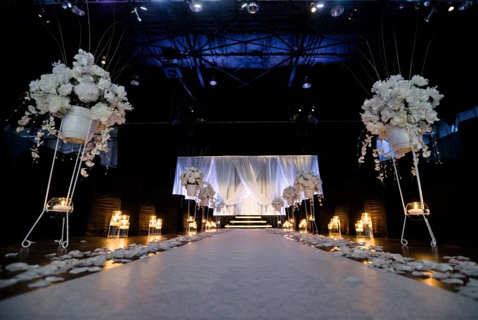 Black and White Wedding Reception Downtown Indianapolis Modern Venue