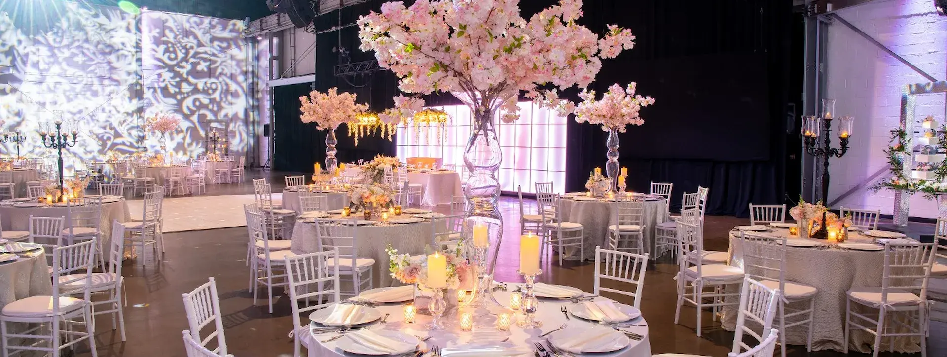 Table Decorations for a Wedding Reception at The Crane Bay in Downtown Indianapolis