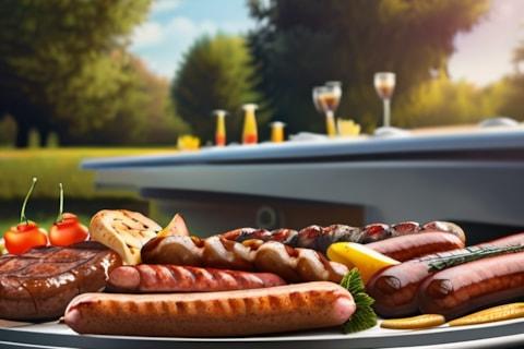 Grilled meats on a catering platter