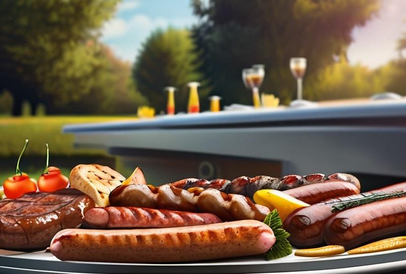 Grilled meats on a catering platter
