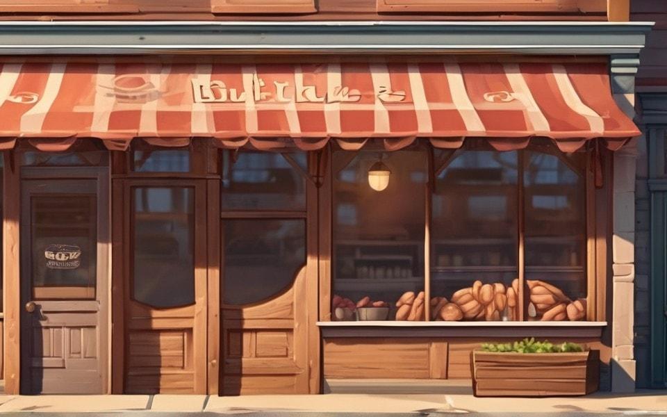 Rustic butcher shop storefront