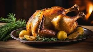 A roasted whole chicken