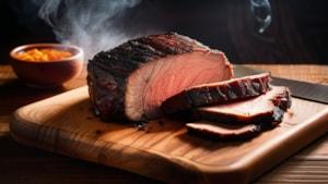 Smoked brisket being sliced