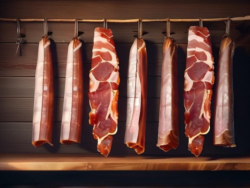 Smoked bacon and cured meats