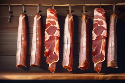 Smoked bacon and cured meats