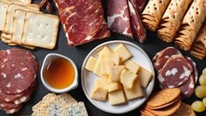A charcuterie board with cured meats