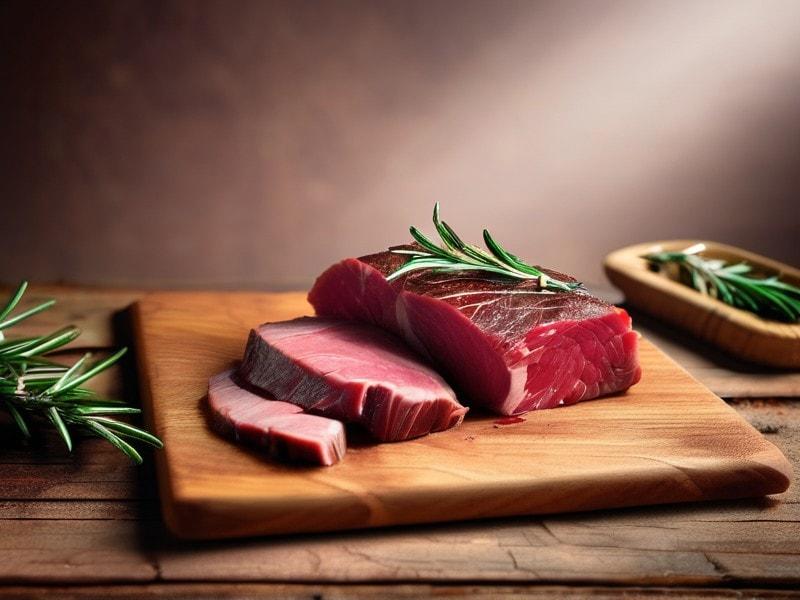 Cuts of wild game venison on a board