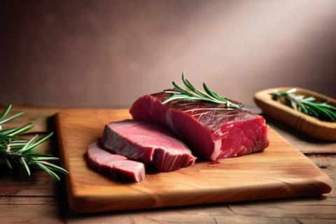 Cuts of wild game venison on a board