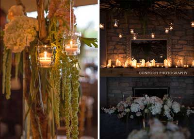 A romantic wedding reception being held at The Lodge at The Willows in Indianapolis
