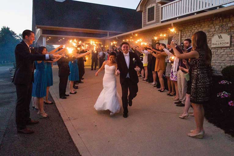 Sparkler exit for a wedding ceremony at The Ballroom at The Willows