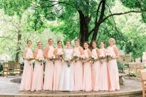 Bridesmaids outside for an elegant wedding in Broad Ripple