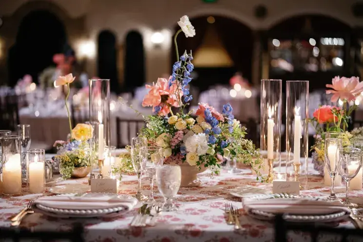 wedding-reception-decor-floral-candles-pink