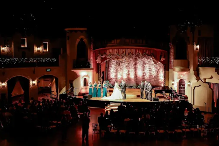 McKenna-haase-Zavier-scott-Indiana-Roof-ballroom-stage-ceremony-wedding