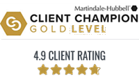 4.9 Rating means Carlock Legal is a Gold Client Champion recipient